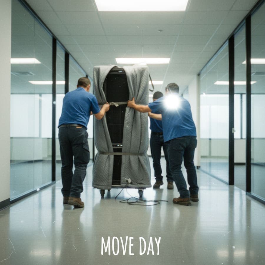 Broomline operator running ride-on sweeper through warehouse aisles